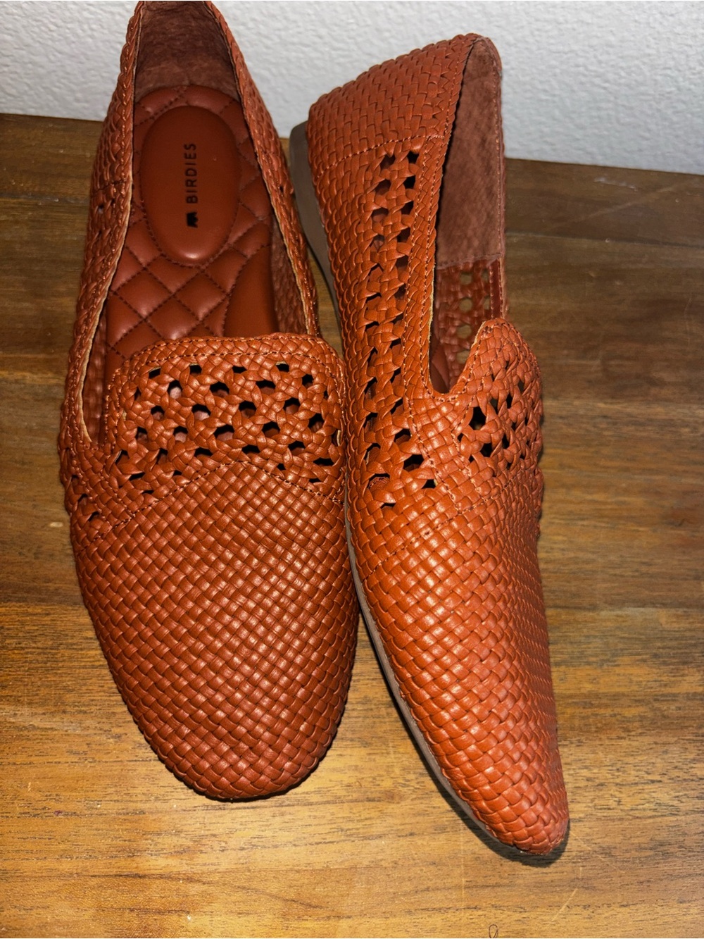 Birdies The Starling Cognac Woven Womens Vegan Leather Slip On Flats Loafers - Picture 3 of 4